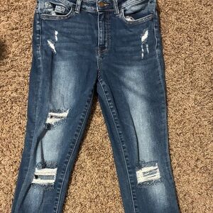 Flying Monkey Distressed Skinny Jeans - Blue Wash